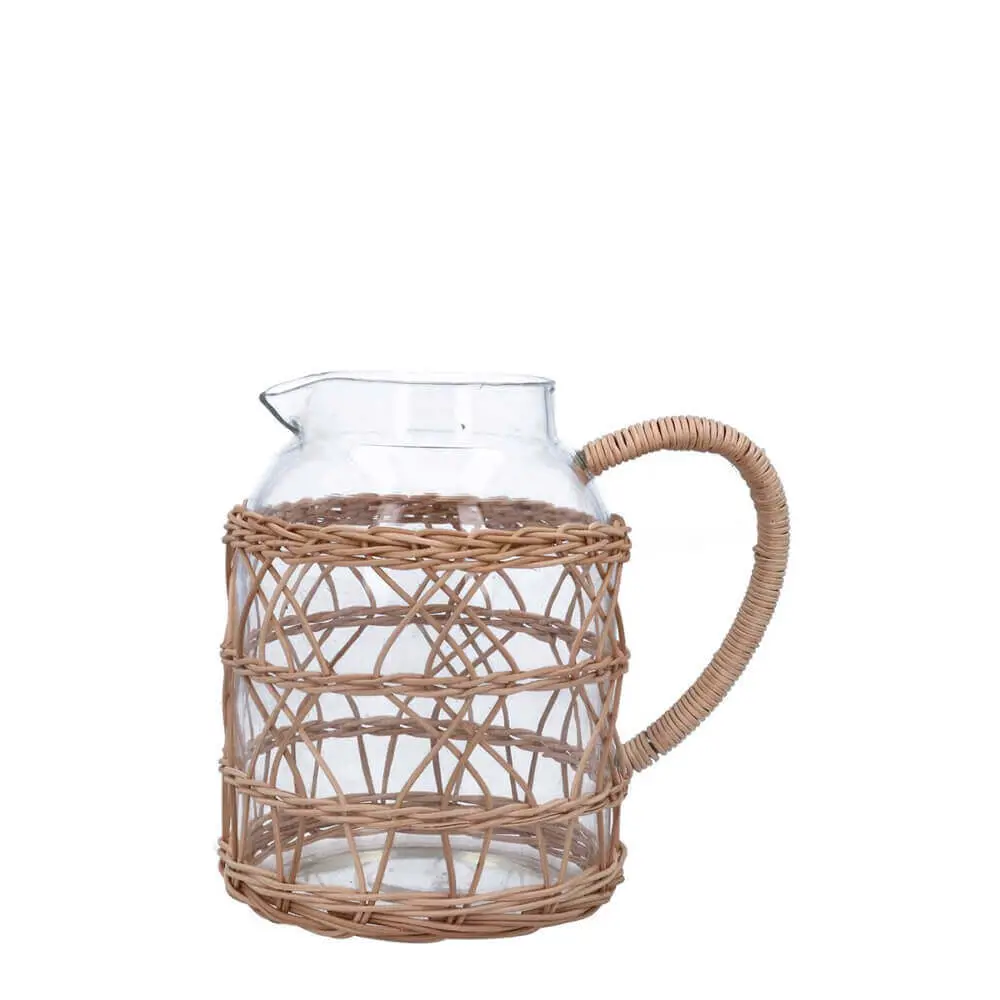 Gisela Graham Glass Jug Rattan Medium